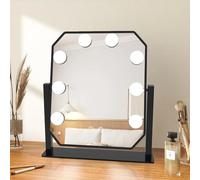 WITFAMILY makeup mirror with LED light bulb, Hollywood lighting mirror, 360 degree rotatable, 3 color lighting modes, adjustable magnifying glass, new generation diamond shape (Black)
