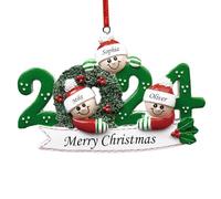 witfox 2024 Personalised Christmas Ornaments - Customised Ornaments for Family of 2-6, with Name, Snowman Wreath