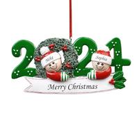 Witfox 2024 Personalised Christmas Ornaments - Family of 2/3/4/5/6, Customised Decorations With Name, Snowman Wreath