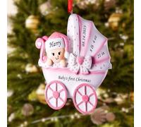 witfox baby's first christmas baubles - 2024 Resin personalised hand-painted christmas tree decorations baubles for girl,granddaughter (pram)