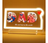 witfox Customised Dad Birthday Gifts - Personalised Acrylic Plaque with Photo & Text - Fathers Day Anniversary Memorial Gift for Dad from Daughter and Son