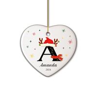 witfox Personalised Christmas Bauble-Personalised Initials Christmas Ornaments 2025,Personalized A-Z Letter Ornament for Christmas Tree, Xmas Gifts for Family Kids Friends-Heart