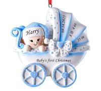 witfox Personalised Christmas Ornaments with Name Baby's First Christmas - 2024 Resin personalised hand-painted christmas tree decorations baubles for baby boys granddaughter pram