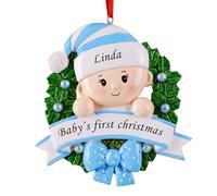 witfox Personalised Christmas Ornaments with Name Baby's First Christmas - 2025 Resin personalised hand-painted christmas tree decorations baubles for baby boys granddaughter Wreath