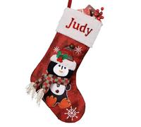 witfox personalised christmas stockings with name - christmas stocking fillers for kids in cotton and linen with 3D Penguin, personalised Christmas decorations for kids, family, friends