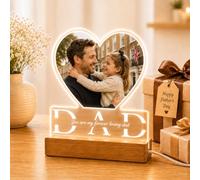 witfox Personalised Father’s Day Gift for Dad, Custom Photo Frame Night Light, Acrylic Plaque Keepsake from Daughter & Son, Emotional Birthday Gift for Daddy