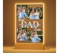 witfox Personalised Fathers Day Dad Gifts - Personalised Picture Frame, Custom Fathers Day Gift from Daughter Son, Custom Photo Gifts for Husband-4 Photos