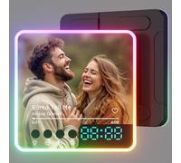 witfox Personalised Music Fridge Magnet with LED Glow & Digital Clock - Custom Spotify Photo Plaque for Refrigerator - Unique Song Gift for Couples, Family for Christmas & Valentine's - 1 Photo