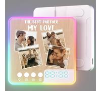 witfox Personalised Music Fridge Magnet with LED Glow & Digital Clock - Custom Spotify Photo Plaque for Refrigerator - Unique Song Gift for Couples, Family for Christmas & Valentine's - 4 Photos