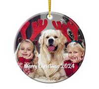 witfox Personalised Photo Christmas Ornaments 2024 - Custom Picture Text Ornaments for Christmas Tree, Home Decor Xmas Hanging Ceramic Ornaments