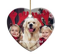 witfox Personalised Photo Christmas Ornaments 2024 - Custom Picture & Text Ornaments for Christmas Tree, Home Decor Xmas Ceramic Hanging Ornaments