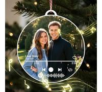 witfox Personalised Spotify Christmas Ornaments - Custom Music Player Christmas Ornaments with Photo, Customised Spotify Plaque Gifts for Family Couples Friends, Hanging Ornament for Xmas Tree