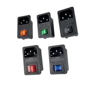 With 10A Fuse! Red Rocker Switch Fused IEC320 C14 Inlet Power Socket Fuse Switch Connector Plug Connector Red Green Blue Black IDGTTLDF(2P)