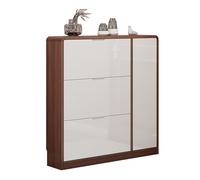 with 3 Flip Drawers Freestanding Hidden Slim Narrow Shoe Rack Cabinet Space Saving Shoe nizer for Entryway FoyerHallway(114x100x24cm/44.9x39.4x9.4in) (114x100x17cm/44.9x39.4x6.7in)