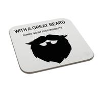 With a Great Beard Comes Great Responsibility Coaster Funny Gift Birthday XMas Secret Santa Present Men Women Tea Coffee Perfect Mugs®