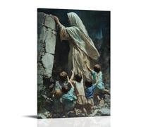 With A Hand on A Crumbling Wall, Mary Stops It from Falling As Children Run Beneath Her Arms to Safety. Trendy Hanging Wall Art Decorative Mural Poster20x30inch(50x75cm)