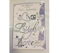 With All My Love On Our Pearl Anniversary Live Life Laugh Lots Love Forever 30th Wedding Anniversary Card Husband Wife White/Silver/Purple Words/Hearts Glitter/Foil Detail(KI34498)