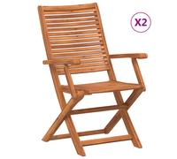 Folding Garden Chairs with Armrest 2 pcs Solid Wood Acacia