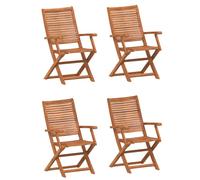 Folding Garden Chair 4pc Natural Acacia Wood 57x66x95 cm Foldable Outdoor Seat