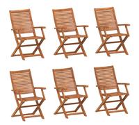 (With armrest, 6 pcs) vidaXL Folding Garden Chairs 6 pcs Outdoor Dining Chair Solid Wood Acacia