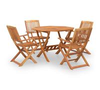 (with armrest) vidaXL Solid Wood Acacia Garden Dining Set 5 Piece Table with/without Armrest
