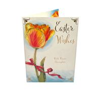 With Best Wishes Warm Thoughts Beautiful Yellow Tulip Flower Design Easter Card