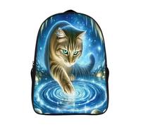 with big pockets cat magic water casual backpack 3d printed cool animal two compartment cute cartoon bag firm laptop daypack-16,school rucksack for age 12 and up teens adults