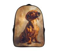 with big pockets dachshund two compartment travel backpack 3d printed cool animal portraits fashion school bag sturdy casual daypack-16inch,suitable for ages 12 and over casual rucksack