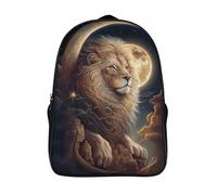 with big pockets lion laptop backpack 3d prints funny cool under the moon sports bag firm two compartment travel daypack-16inch, casual rucksack for adults teenagers