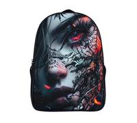 with big pockets warrior face two compartment travel backpack 3d printed funny cool female cute cartoon bag sturdy daypacks-16inch,for teenagers adult travel rucksack