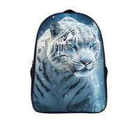 with big pockets white tiger two compartment travel backpack 3d printed cool animal portraits large capacity bag sturdy casual daypack-16inch,for teenagers adult school rucksack