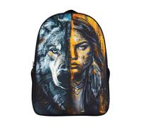 with big pockets wolf girl two compartment laptop backpack 3d printed funny cool yin-yang art large capacity bag sturdy fashion daypack-16inch,for students outing school traveling work travel rucksack