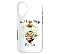 With Brave Wings She Flies Flower Bee Daisy Floral Sunflower Case for iPhone 17