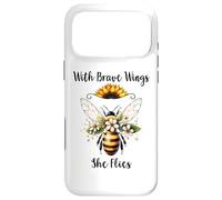 With Brave Wings She Flies Flower Bee Daisy Floral Sunflower Case for iPhone 17 Pro Max