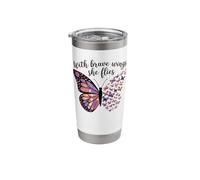 with Brave Wings She Flies with Her Own Wings Butterfly Pink Stainless Steel Insulated Tumbler