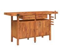 (with cabinet) vidaXL Workbench with Drawers and Vices Workshop Craft Table Solid Wood Acacia