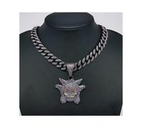 (with chain, Gengar 1) Anime Gengar 2d Gold Silver Metal Pendant Necklace Men Trendy Simple Chain Men Women Necklace Jewelry Students Gift New