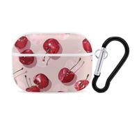 with Cherry Pattern AirPod Pro Case, Anti Scratch Hard PC Cover with Keychain, AirPod Pro 2nd/1st Case Accessories for Women Men, White-Style