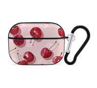 with Cherry Pattern AirPod Pro Case, Anti Scratch Hard PC Cover with Keychain, AirPod Pro 2nd/1st Case Accessories for Women Men, Black-Style