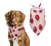 with Cherry Pattern Dog Bandanas for Feeding Grooming, Triangle Pet Bibs Washable Pets Scarf for Cats & Dogs