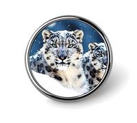 With Cherry Pattern Lapel Pin Fashion Brooch Pin Cute Button Badges Round Button Pins Enamel Pins Metal Pinback for Hat Shirt Clothing Bags Decoration, Blue Eyed Snow Leopard, Circular
