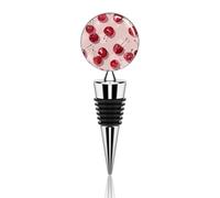 With Cherry Pattern Wine Bottle Stopper Decorative Metal Bottle Stopper Reusable Creative Beverage Stoppers for Champagne, Liquor & Oil Bottles Wedding Christmas Party Bar Decor
