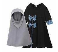 With Children's Dress Baby Islamic Sleeves Long Embroidery Long Abaya Hijab Muslim Girls Clothing & Skirt Colourful, Z-a-black, 18-24 Months