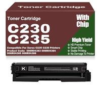 with Chip 006R04383 006R04384 006R04385 006R04386 Toner Cartridges for Xerox C235 C230 Printers High Capacity High Yield Work 1500 pages,Black-C230