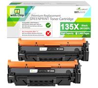 with Chip 135X W1350X ( 135A W1350A ) Compatible Toner Cartridges 2 Blacks for M207dw M209 M209d M209dw MFP M234 M234d M234dw M234sdw M234sdn M235sdw, Can't Work with Printer Model End with ''e''