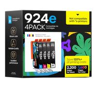 [with Chip] 924XL Ink Cartridges Compatible with HP 924 924e 924XL Ink,Work for HP OfficeJet Pro 8120 8122 8123 8125 8128 8130 8132 8133 8134 8135 Printer (4-Pack, Black Cyan Magenta Yellow)
