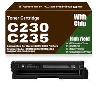 With Chip C230 C235 Toner Cartridges for Xerox, High Yield for Xerox C235 C230 Printers 1500 Pages,C230-Black