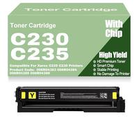 With Chip C235 C230 Toner Cartridges Compatible Replacement 006R04383 006R04384 006R04385 006R04386 Color Toner High Yield for Xerox C235 C230 Printers,Yellow-C230