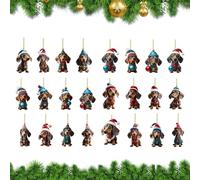 with Christmas Dachshund Pendants, 24 Acrylic Christmas Pendants 2D Countdown - Home Decorations for Parties for Classroom Apartment Office