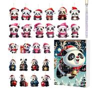 with Christmas Ornaments | Christmas Countdown with Flat Hanging Panda | 2D Seasonal Decoration for Wall Fireplace Tree Fence Living Room
